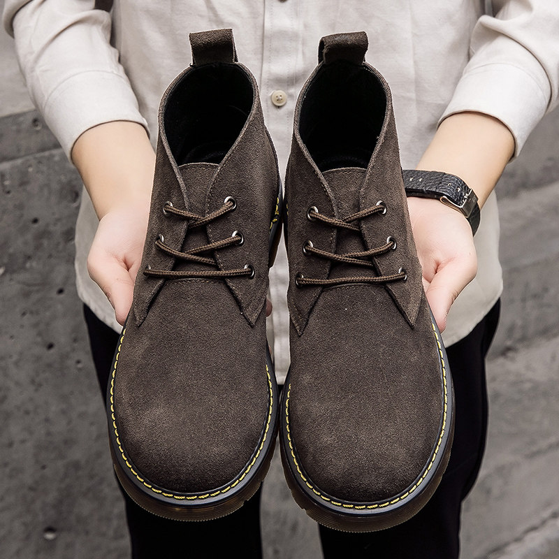 Autumn tide shoes Martin boots men's high boots leather casual shoes retro suede men's shoes British tooling boots