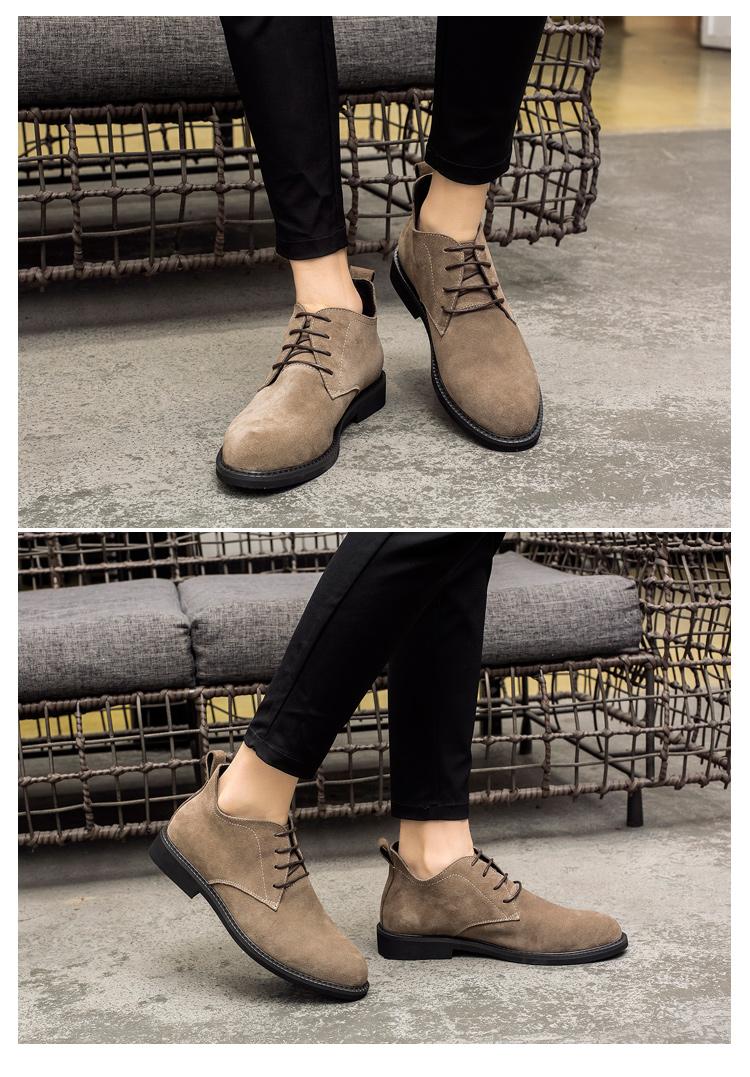 Giày thủy triều mùa hè giày cao nam da lộn Anh retro giày giản dị nam trung ủng quần short lông thú giày nam - Giay cao giầy thể thao