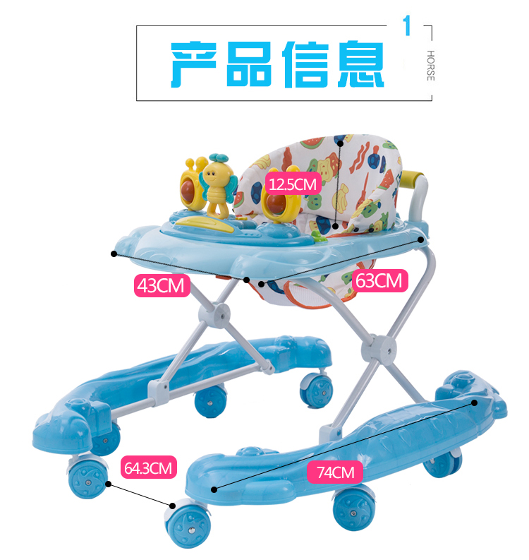 Bé con baby baby walker đa chức năng anti-rollover chống loại chân đẩy đẩy ráp trai và cô gái học tập
