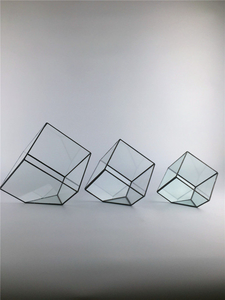 Geometric glass flower room ornaments green plant succulent plant pot immortal flower simulation flower micro landscape home ornaments