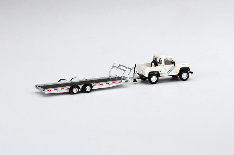 Модель машины tsm mini gt 338/ac15 1/64  land rover defender 90 white 拖车 Minigt