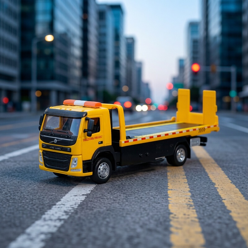 Colored Resin Alloy Car Toy Model 1:50 Shell Volvo Rescue Vehicle Tow Truck with Sound and Light