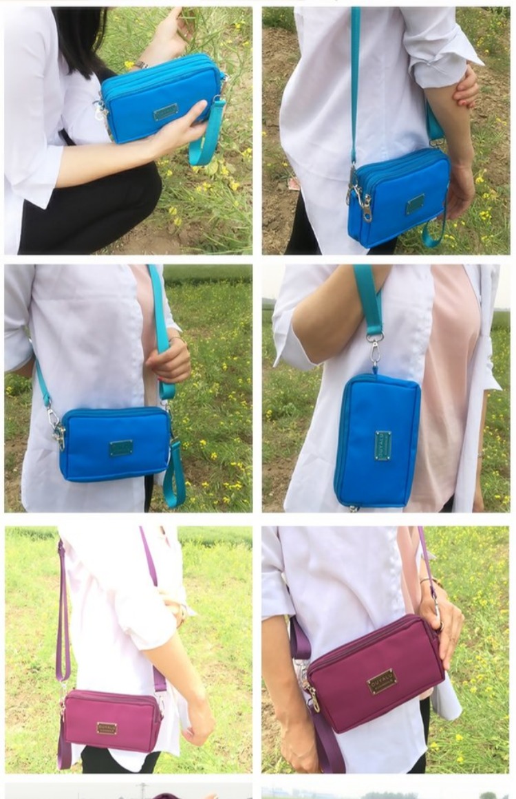 Túi đeo chéo ba lớp đa chức năng mới nữ 6 inch màn hình lớn điện thoại di động ví đựng tiền nhỏ xách tay đeo chìa khóa - Túi điện thoại túi đeo