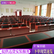 Conference table Strip table Solid wood three-person student training desk 1 2 meters strip table Conference room double table and chair combination