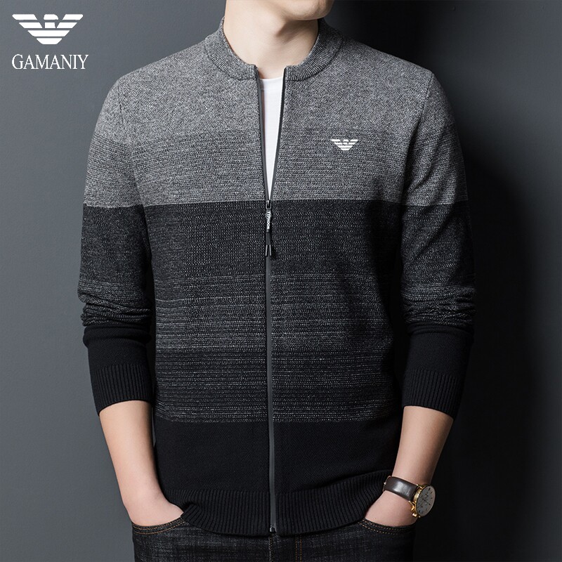 Chiamani knit sweater sweater men and Korean version of business leisure new zipper men's tops