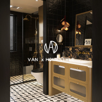 Vannet French retro bathroom tiles small flower tiles medieval style black and white bathroom toilet wall tiles kitchen floor tiles