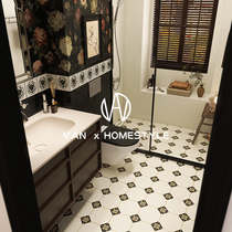 Vannet French retro bathroom tiles medieval style bathroom toilet kitchen small flower tiles floor tiles 200x200