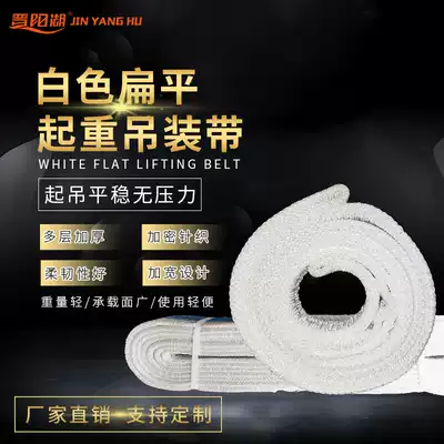 Jinyang Lake white lifting belt flat sling crane lifting lifting belt 5 tons industrial crane lifting lifting belt