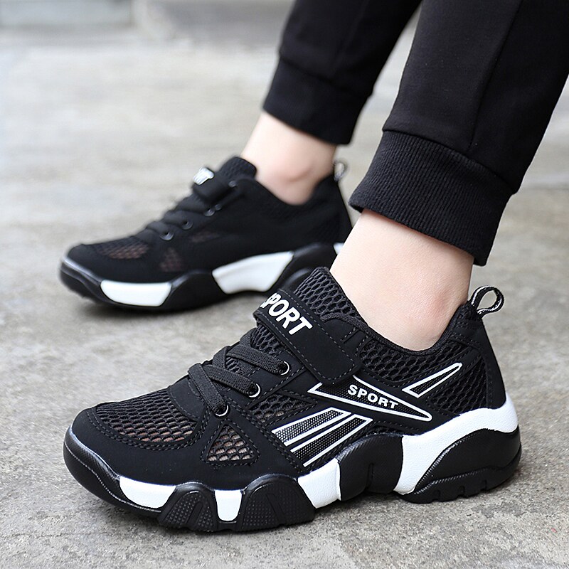 No need to tie shoestring men's shoes 12 large children 15 years old teenagers net face breathable students Soft bottom sports running tide shoes