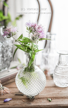 ins style transparent embossed glass vase Flower vase Flower insert Glass bottle storage Nordic Japanese Korean ornaments