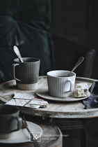  Japanese-style Striped coarse pottery matte mug Simple Nordic retro coffee cup Milk cup Breakfast cup Water cup