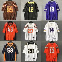 European and American rugby short-sleeved mens and womens hip-hop jersey T-shirt Hip-hop dance in the long section large size Harajuku baseball uniform outside shirt