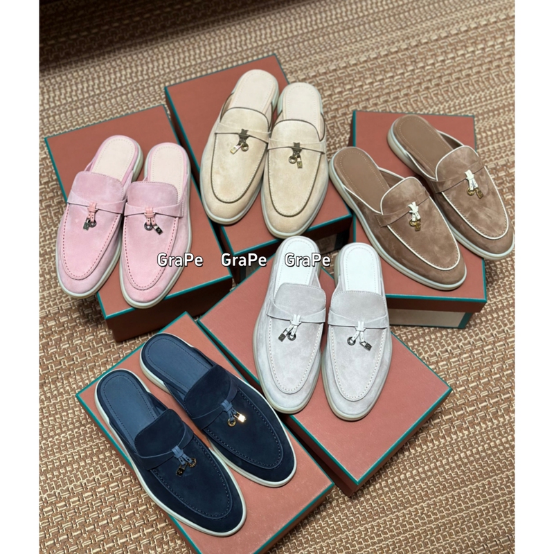 Super Comfortable ~ Half-Mule Shoes, Lp Half-Slipper Women's Shoes, Casual Genuine Leather Slippers with Tassel Pendant, Small Leather Shoes, British Style