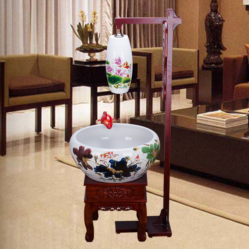 Chinese style Jingdezhen Ceramic square fish tank Landscape fish tank large fish tank Living room Swaying Pieces Feng Shui Fish Tank