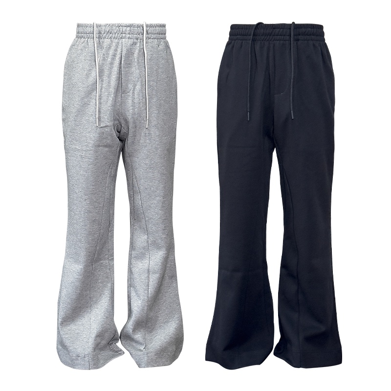 Down Minority Cleanfit Couple's Sports Micro-Flared Sweatpants with Drawstring, Two-Tone Deconstructed Design Long Pants