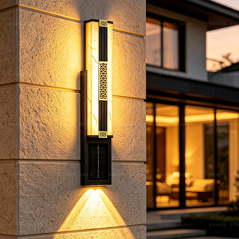 Outdoor Wall Lamp, Solar-Powered, Waterproof, Villa Courtyard Gate Side Pillar Lamp, Foyer Exterior Wall Lamp, Garden Wall Lamp