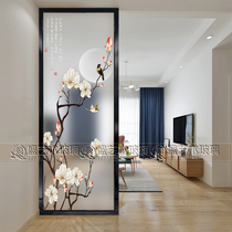 Custom modern Chinese art glass living room screen Bedroom partition wall Entrance door entrance background wall Matte translucent
