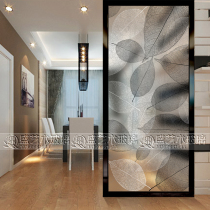 Modern minimalist art glass living room screen Entrance entrance Dining room bathroom partition aisle background wall black and white leaves