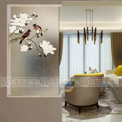 Simple art glass double-sided frosted painted craft glass porch background screen partition shoe cabinet glass magpie