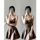 Plus size ຂອງແມ່ຍິງ summer ໃຫມ່ແບບປາດຖະຫນາອັນບໍລິສຸດອອກແບບຊັອກໂກແລັດ suspender dress ໄຂມັນ mm ກະທັດຮັດ pleated a-line skirt
