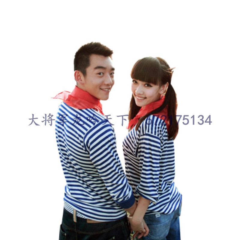 Nostalgia Old Classic Sea Soul Shirts Navy Shirts Lovers' Short Sleeves Sea Soul Shirts Blue White Striped Shirts
