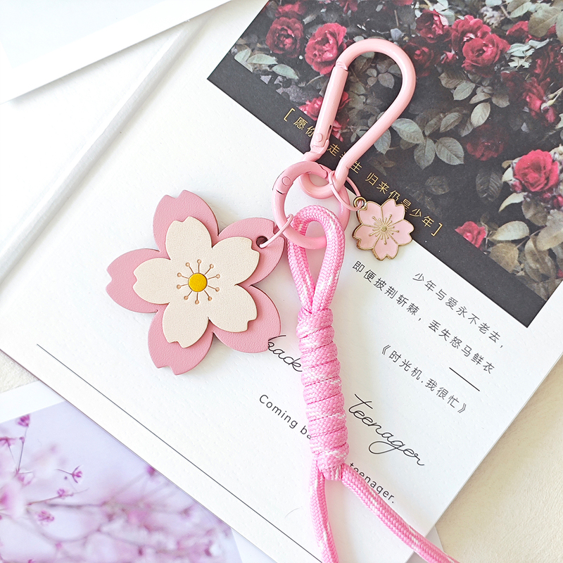 Original Handmade Genuine Leather Pink Cherry Blossom Pendant, Cute Bag Pendant, Keychain, Planner Decoration, Creative Gift Original Handmade Genuine Leather Pink Cherry Blossom Pendant, Cute Bag Pendant, Keychain, Planner Decoration, Creative Gift