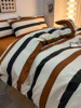 Striped Cotton Four-Piece Set Pure Cotton Bedding Autumn and Winter Bed Sheet Nordic Simple Duvet Cover 1.8 Fitted Sheet Three-Four Piece Set