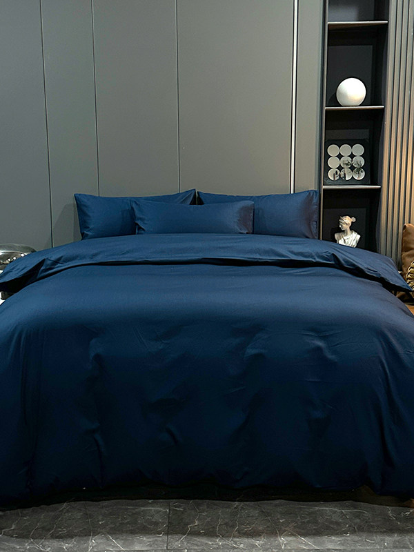 New Cotton Four-Piece Set Pure Cotton Bedding Solid Color Simple 100 Quilt Cover 1.8m Fitted Sheet Three-Four Piece Set