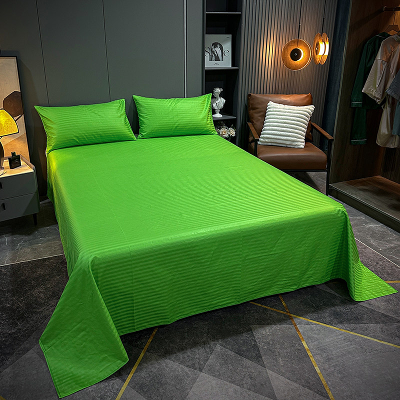 New Five-Star Hotel Four-Piece Set, All-Cotton Guesthouse Satin Green Hotel Bedding, Pure Cotton Bed Sheet and Duvet Cover