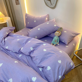 Internet-Famous All-Cotton Four-Piece Bedding Set, Pure Cotton Bed Sheets, Nordic Simple Style, 100% Cotton Duvet Cover, 1.8m Fitted Sheet, Three or Four-Piece Set