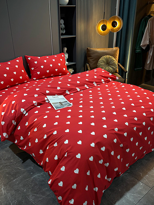 2026 New Style Pure Cotton Four-Piece Set Simple Bedding Bed Sheet Duvet Cover Fitted Sheet Three-Piece Set for Spring and Summer