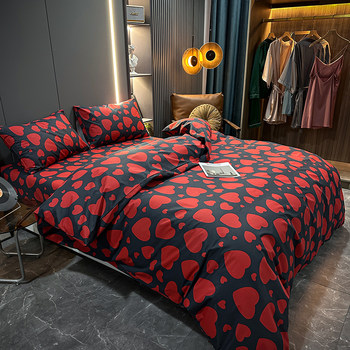 New Cotton Four-Piece Set Pure Cotton Bedding Bed Sheet Nordic Simple 100 Quilt Cover 1.8m Fitted Sheet Three-Four Piece Set