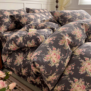 2026 New Product, Pure Cotton Double-Layer Yarn Four-Piece Bedding Set, Simple Bed Sheet, Duvet Cover, Fitted Sheet, 4-Piece Set for Spring