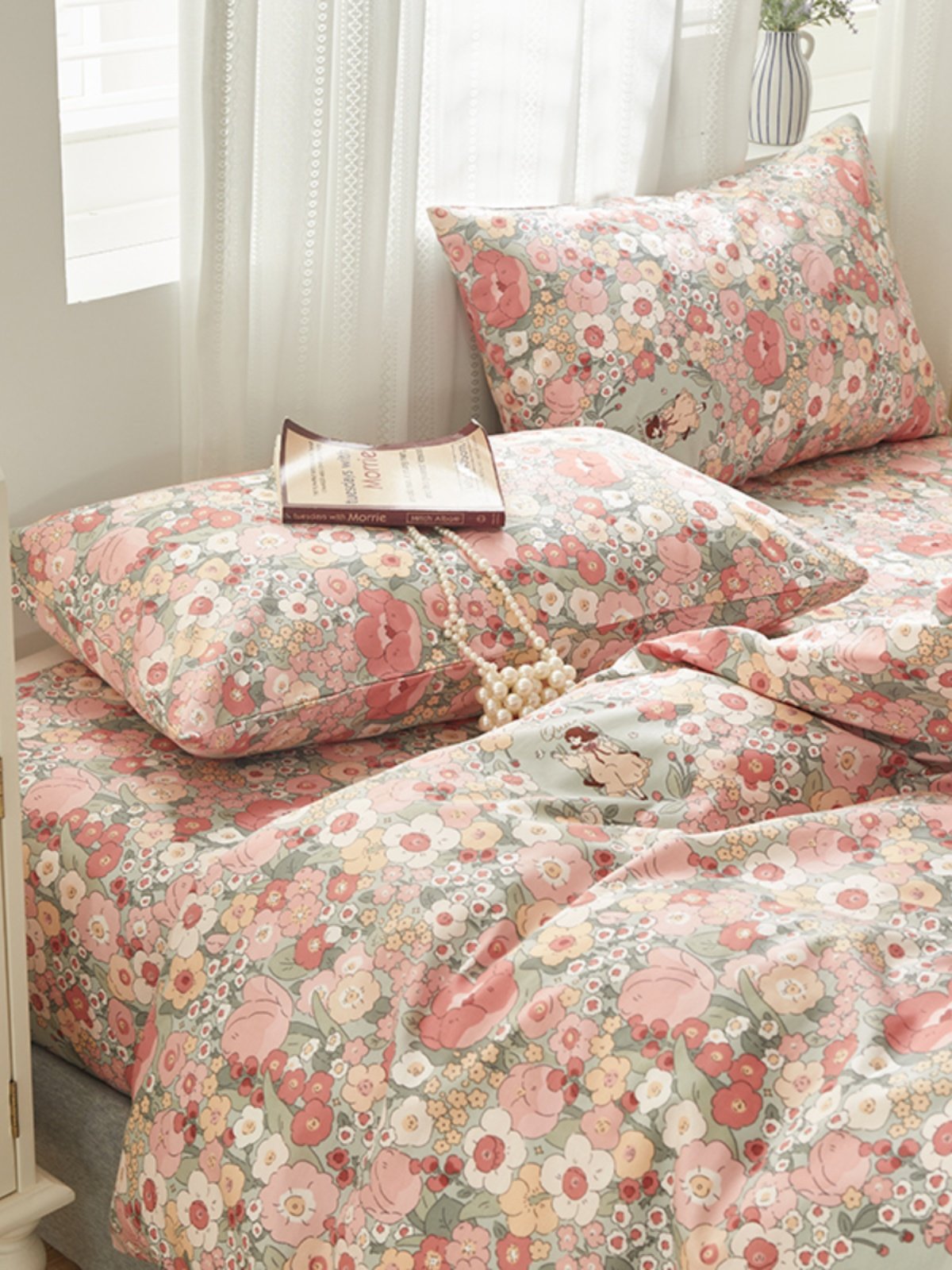 Isn All-Cotton Four-Piece Set Pure Cotton Bedding Bed Sheet Nordic Simple 100 Quilt Cover 1.8m Fitted Sheet Three-Four-Piece Set