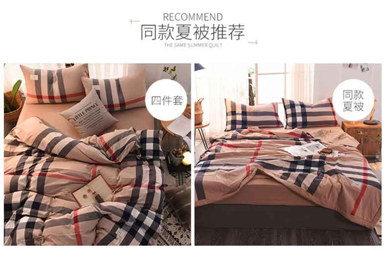 Naked phong cách bông Anh đơn giản bông rửa lanh bộ comforter giường doanh nghiệp không dán tem sọc kẻ sọc gia đình bốn - Bộ đồ giường bốn mảnh