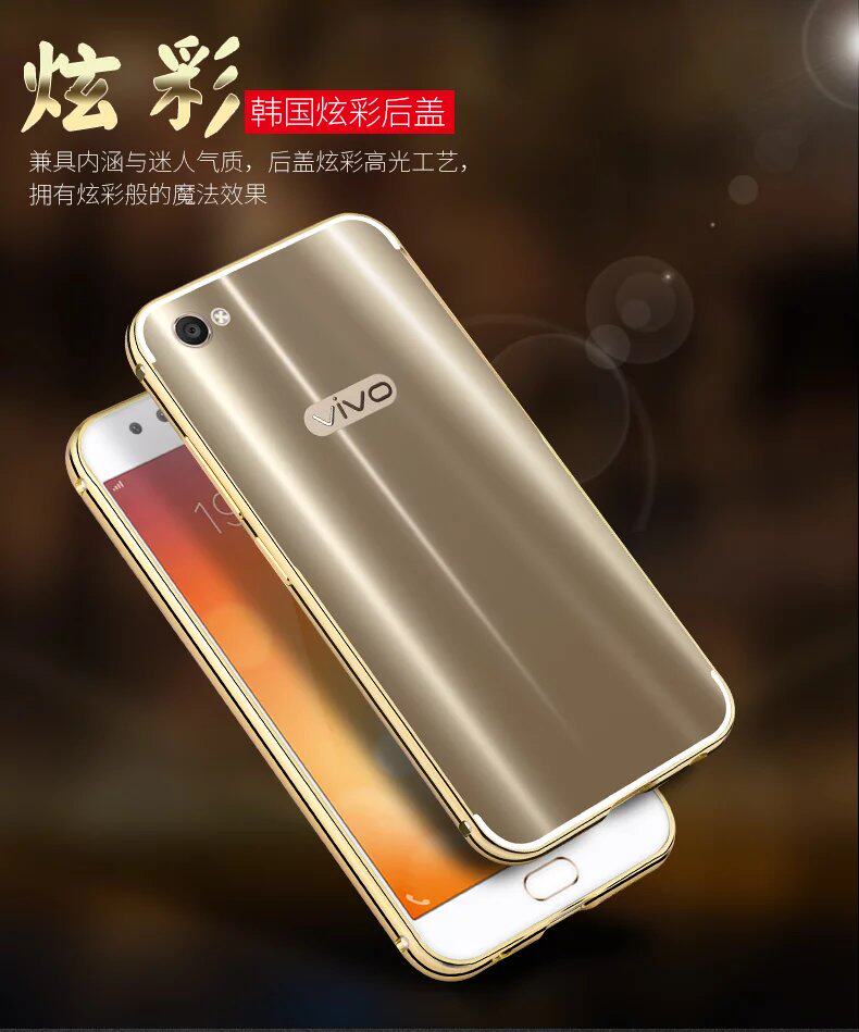 iy Ultra Slim Lightweight Aluminum Metal Bumper Dazzle Color Acrylic Back Cover Case for vivo X9 & vivo X9 Plus