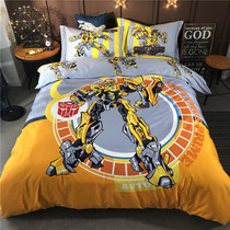 Cartoon childrens four-piece cotton boy bed hats sheet quilt cover bumblebee bed three-piece boy Superman