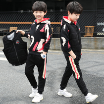 Childrens clothing boys autumn suit 2020 new middle and Big Boy autumn and winter thick three-piece Korean version of tide clothes