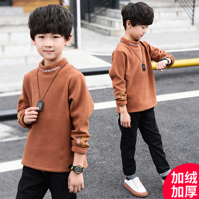 Boy long sleeve T-shirt 2020 autumn winter new Korean version Children's casual thick cotton CUHK child gush with undershirt boomer