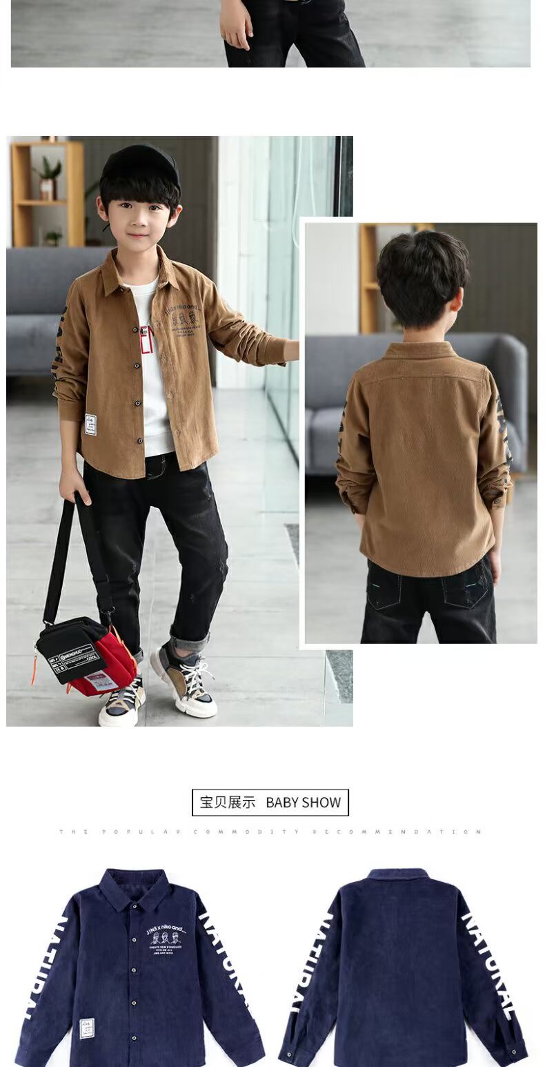 Áo sơ mi bé trai mùa thu 2018 mới to boy dài tay mùa xuân và áo sơ mi mùa thu bé trai phiên bản hàn quốc áo bé gái