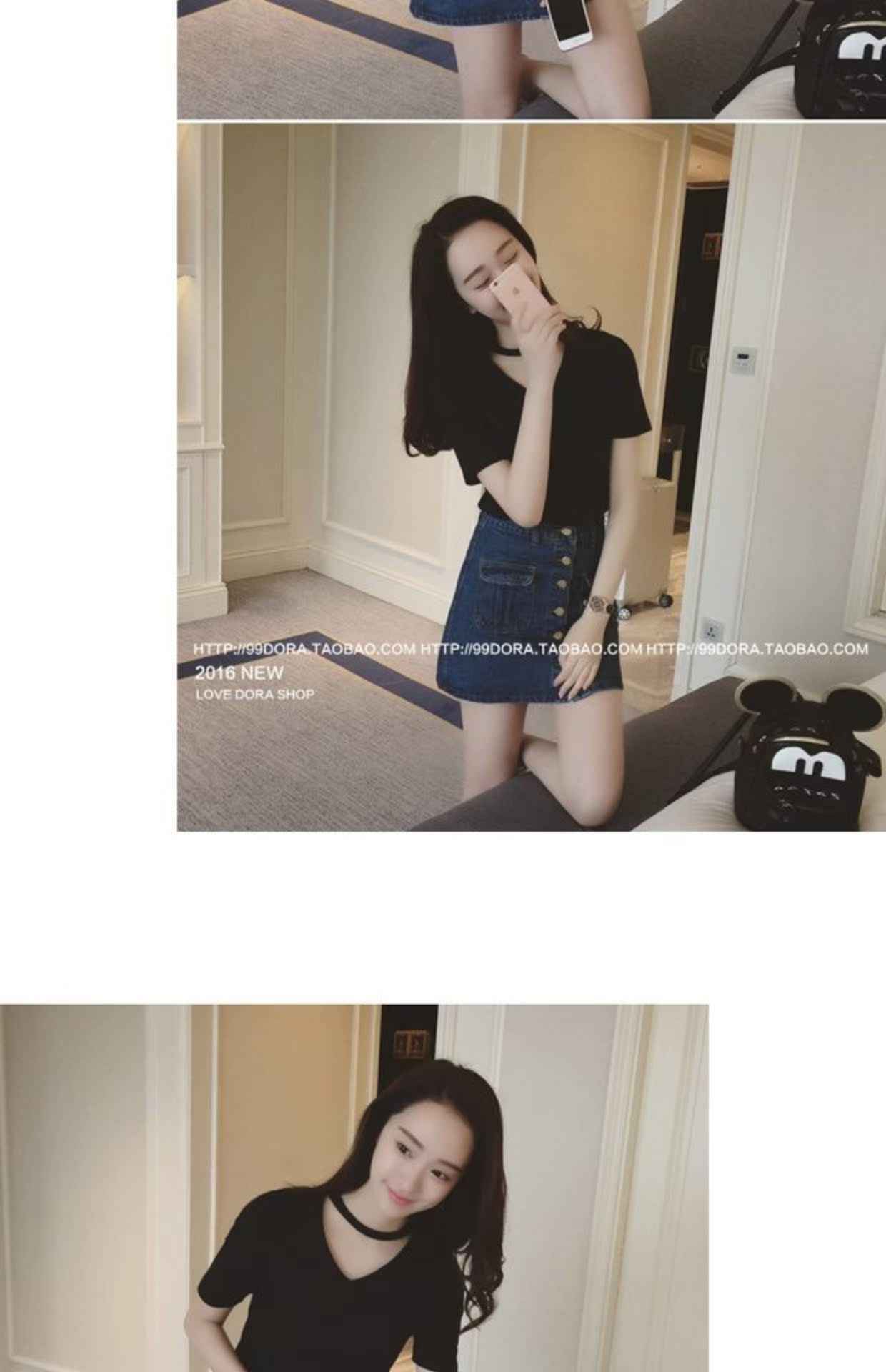 Mùa hè 2019 phiên bản Hàn Quốc của áo thun nữ cổ chữ V treo cổ áo thun áo thun tay lửng ngắn tay áo thun size rộng - Áo phông áo phông đẹp nữ