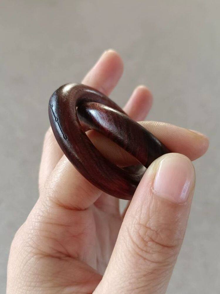 雷擊棗木乾坤圈迷你陰陽環項鍊吊墜