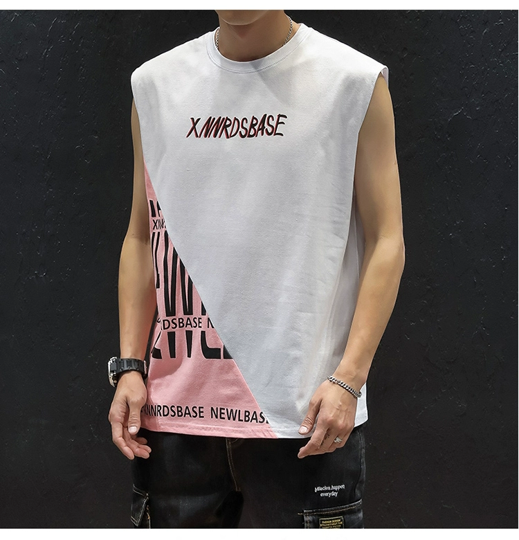 Mùa hè chéo chéo mồ hôi vest nam cộng với phân bón XL Hàn Quốc thanh niên áo vest vai cotton tay áo thun rộng - Áo vest cotton áo ấm nam mùa đông