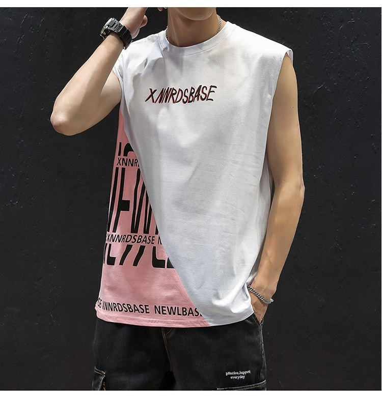Mùa hè chéo chéo mồ hôi vest nam cộng với phân bón XL Hàn Quốc thanh niên áo vest vai cotton tay áo thun rộng - Áo vest cotton áo ấm nam mùa đông