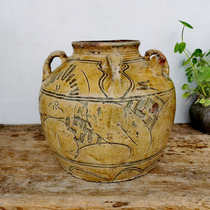 Old pottery pots antique ornaments flower ware Makou kiln coarse pottery pots antique Republic of China pottery authentic four-eared pots flowered teapots