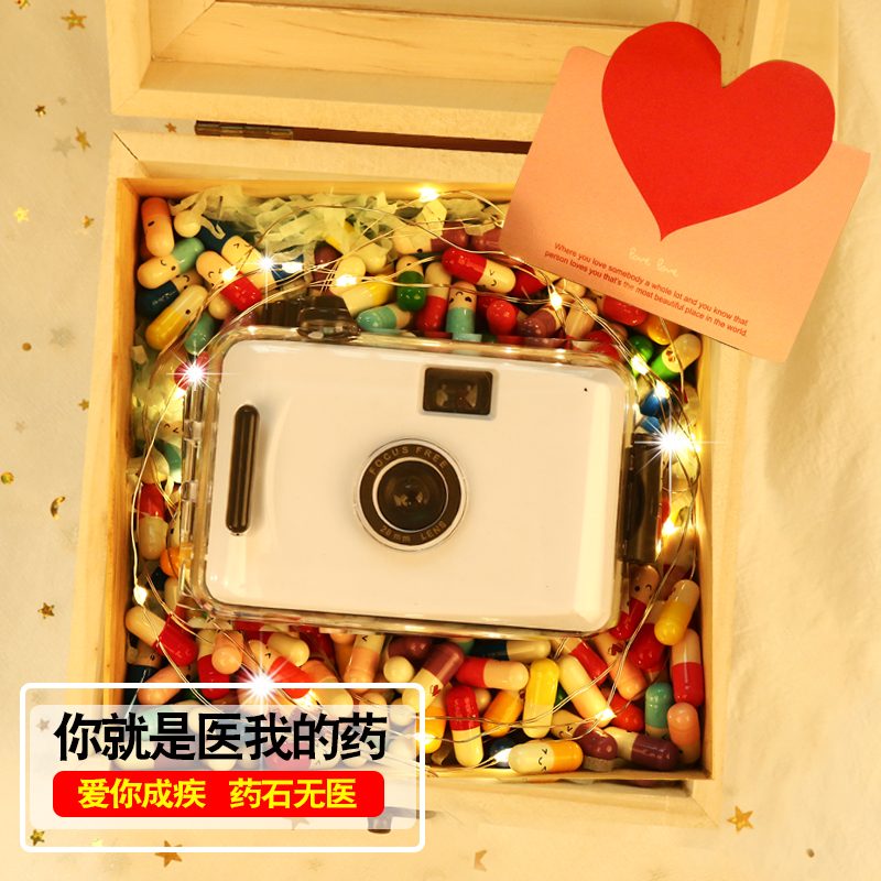 (wood boxed) 135 gluo roll lomo silly melon camera Retro waterproof multiple times non-disposable negatives machine presents