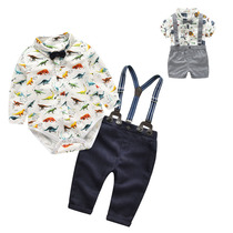 Baby casual suit dress explosion boys animal printing conjoined ha suit long sleeve strap suit Jiangsu hair