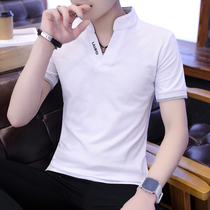 Mens short sleeve T-shirt mens dress for summer clothing big code clothes pure cotton 2022 new sashimi v collar body Student Trends