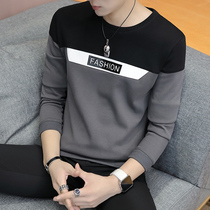 Mens long sleeve T-shirt spring and autumn round neck clothes Korean version of youth slim trend casual sweater autumn clothes