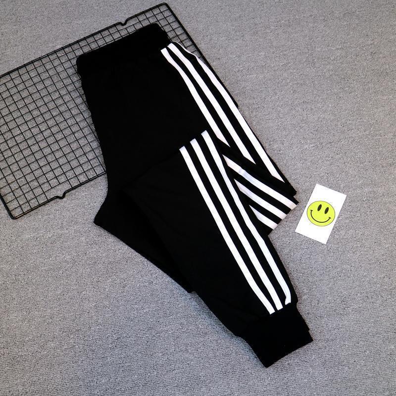 Three-Stripe Sweatpants for Women, Spring and Summer, High-Waisted, Petite Casual Pants, Loose Jogger Harem Pants, Student Sweatpants for Women Three-Stripe Sweatpants for Women, Spring and Summer, High-Waisted, Petite Casual Pants, Loose Jogger Harem Pants, Student Sweatpants for Women